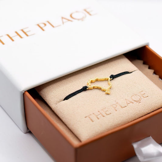 Brazil Map Bracelet 18K Gold Vermeil On Cord