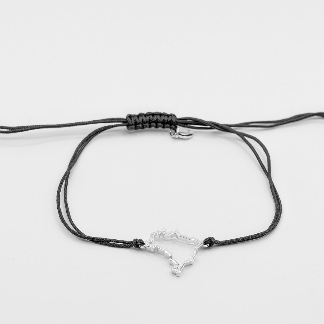 Brazil Map Bracelet Sterling Silver On Cord
