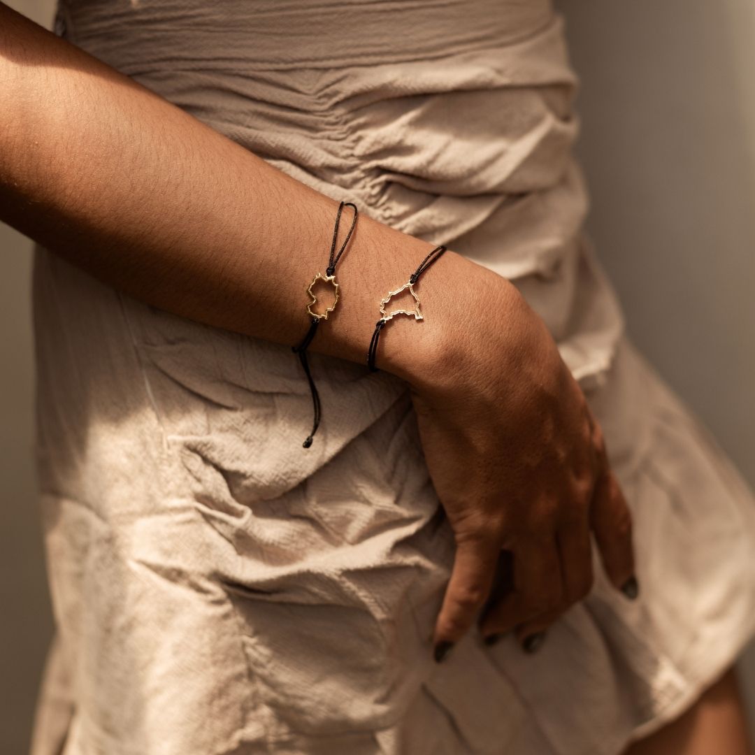 Brazil Map Bracelet Sterling Silver On Cord