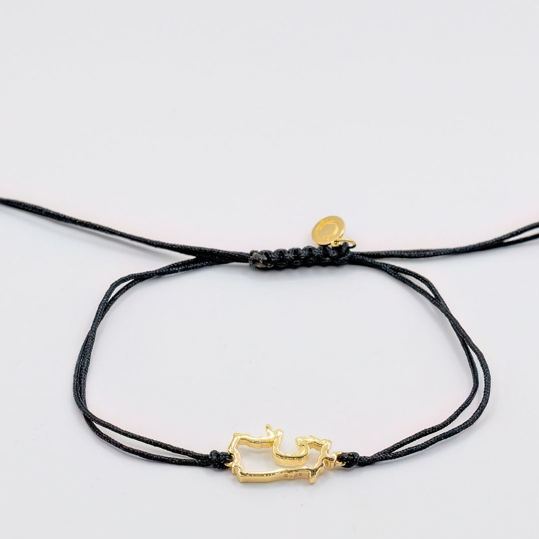 Canada Map Bracelet 18K Gold Vermeil On Cord