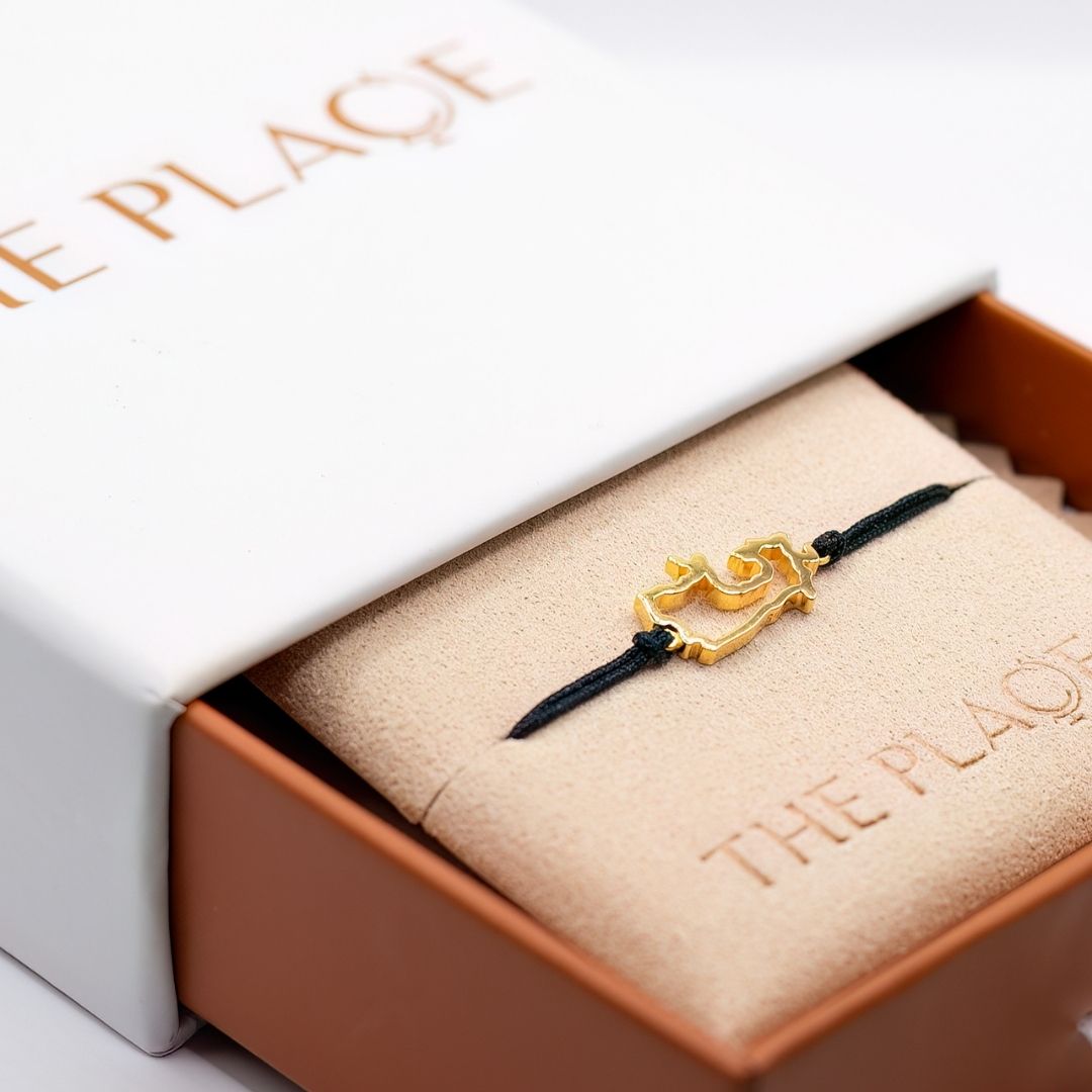 Canada Map Bracelet 18K Gold Vermeil On Cord