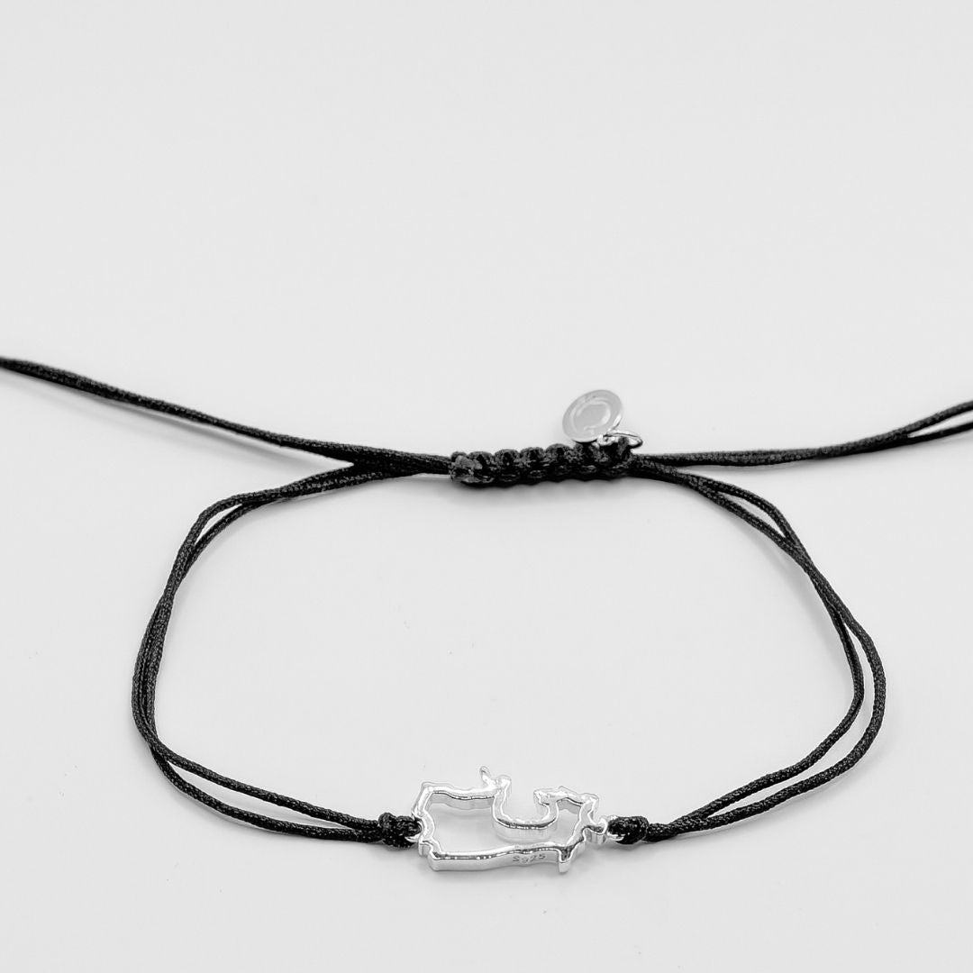 Canada Map Bracelet Sterling Silver On Cord