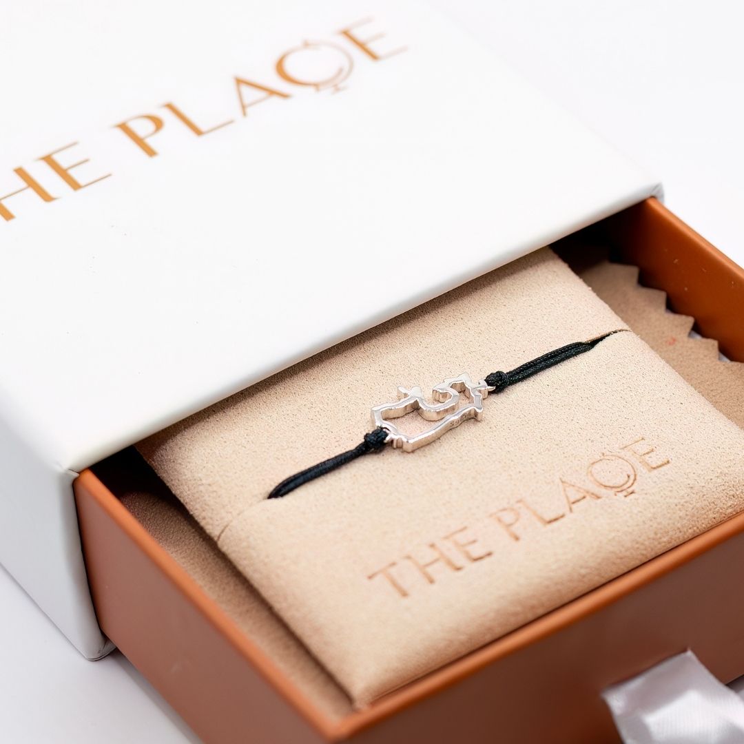 Canada Map Bracelet Sterling Silver On Cord