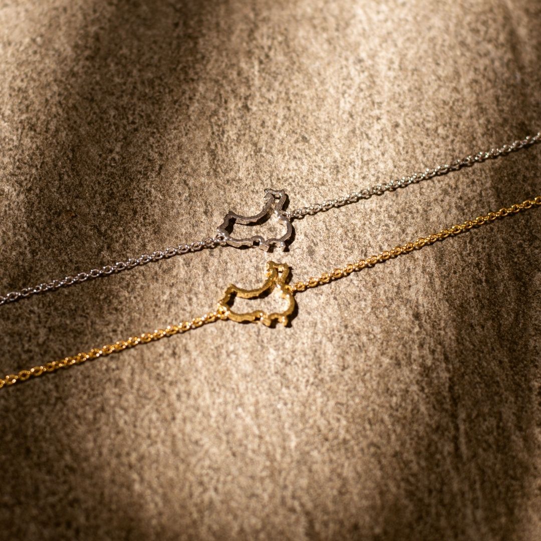 China map bracelet silver and gold