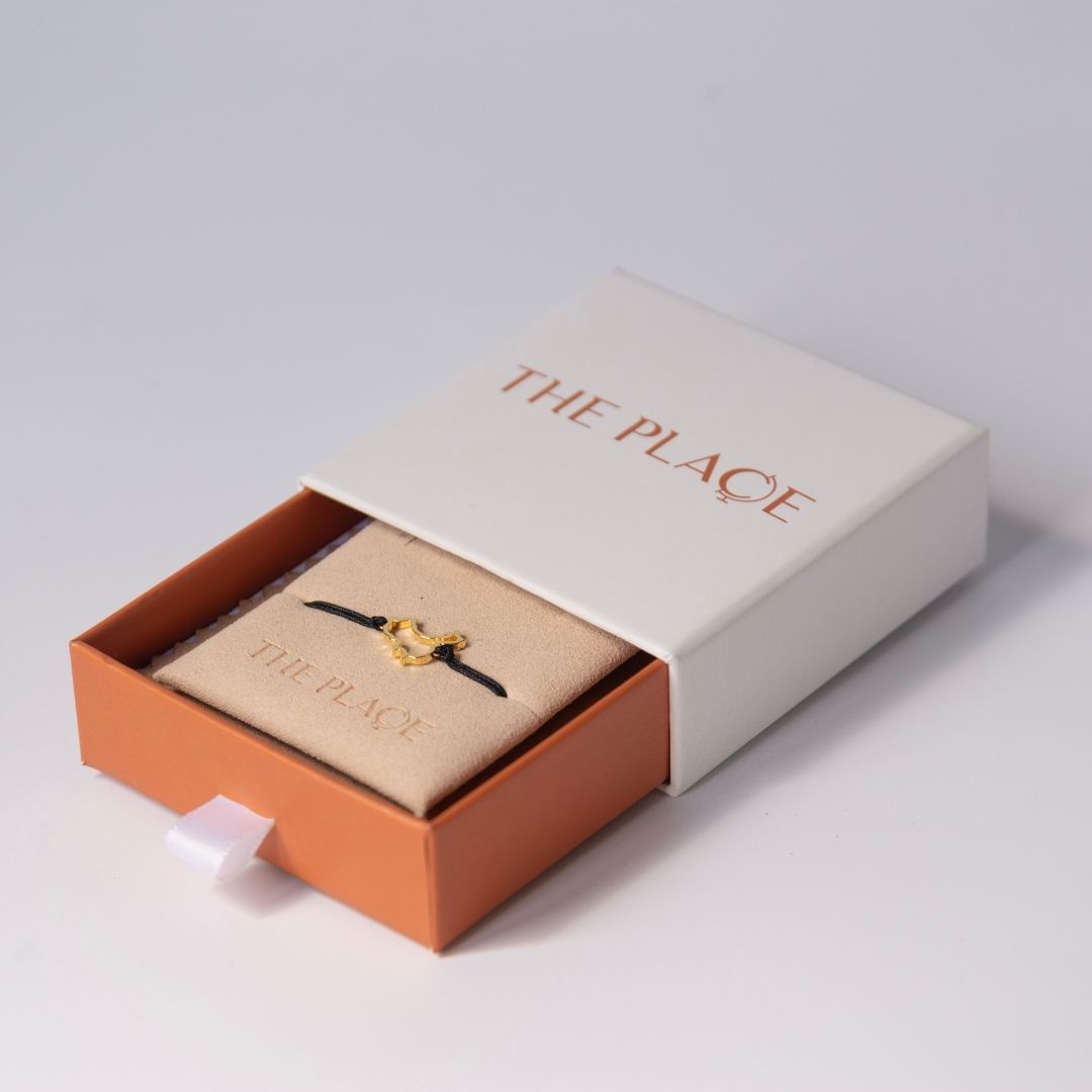 China Map Bracelet 18K Gold Vermeil On Cord