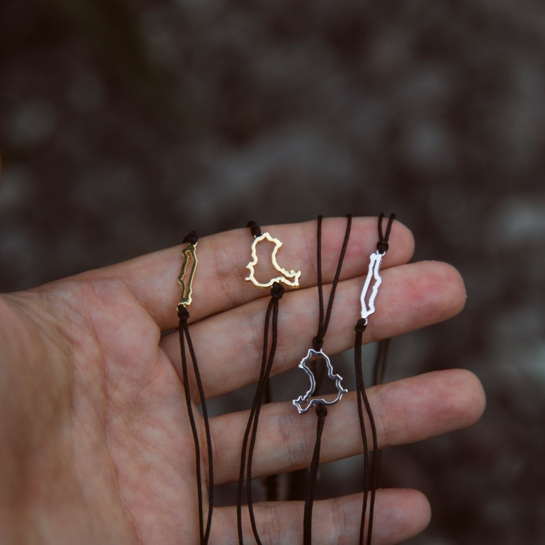 China Map Bracelet Sterling Silver On Cord