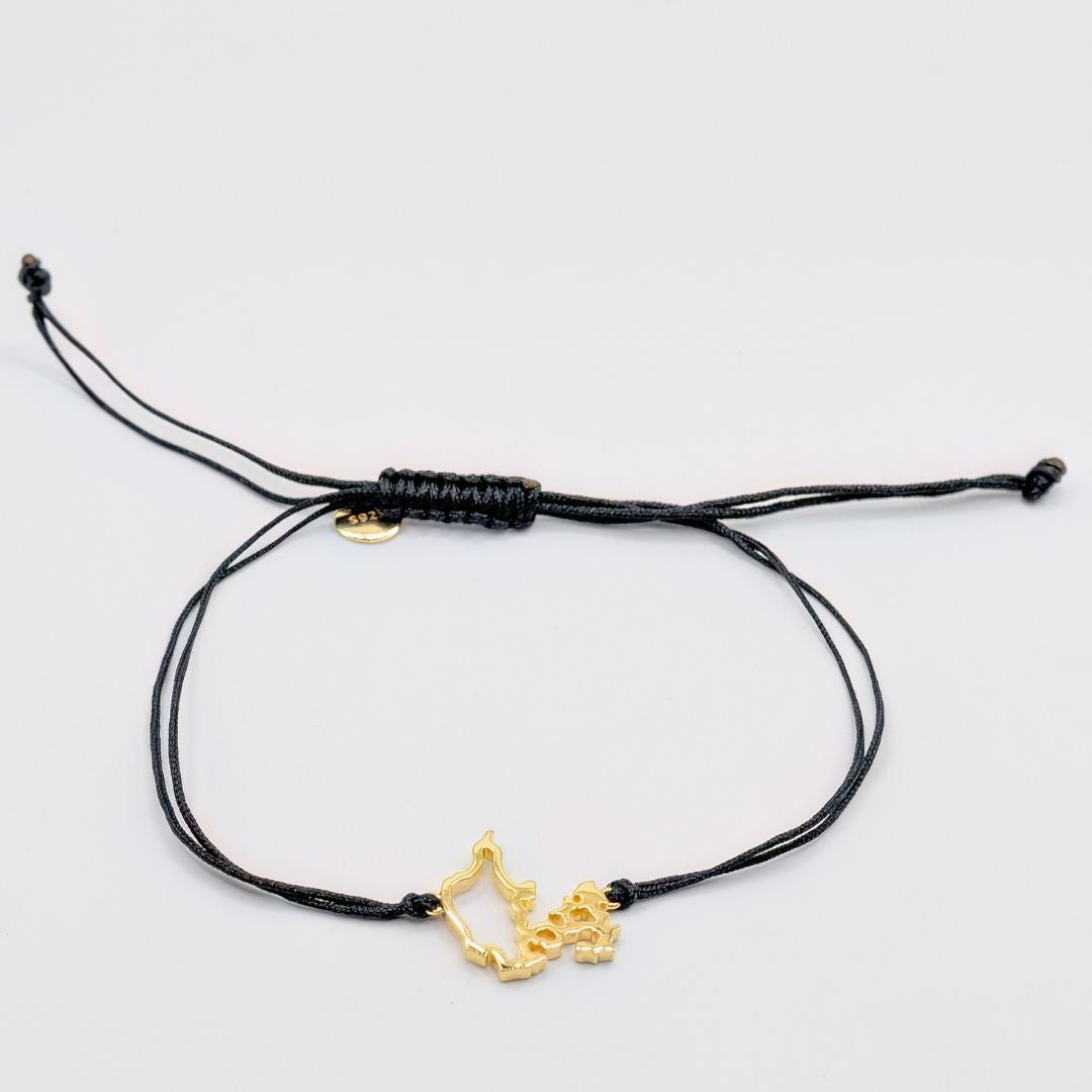 Denmark Map Bracelet 18K Gold Vermeil On Cord