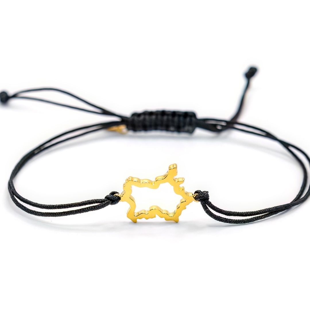 France Map Bracelet 18K Gold Vermeil On Cord