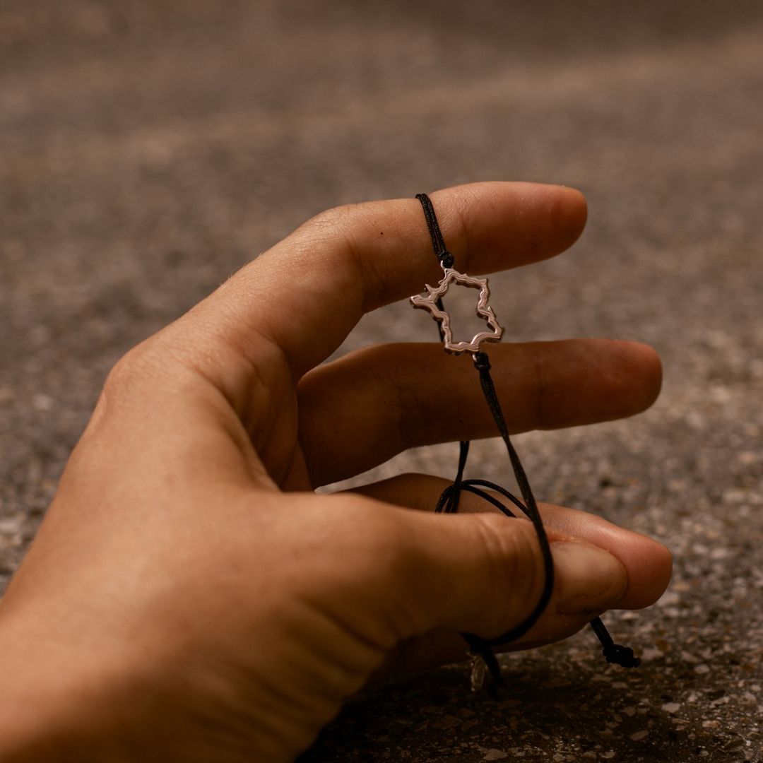 France Map Bracelet Sterling Silver On Cord