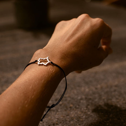 France Map Bracelet Sterling Silver On Cord