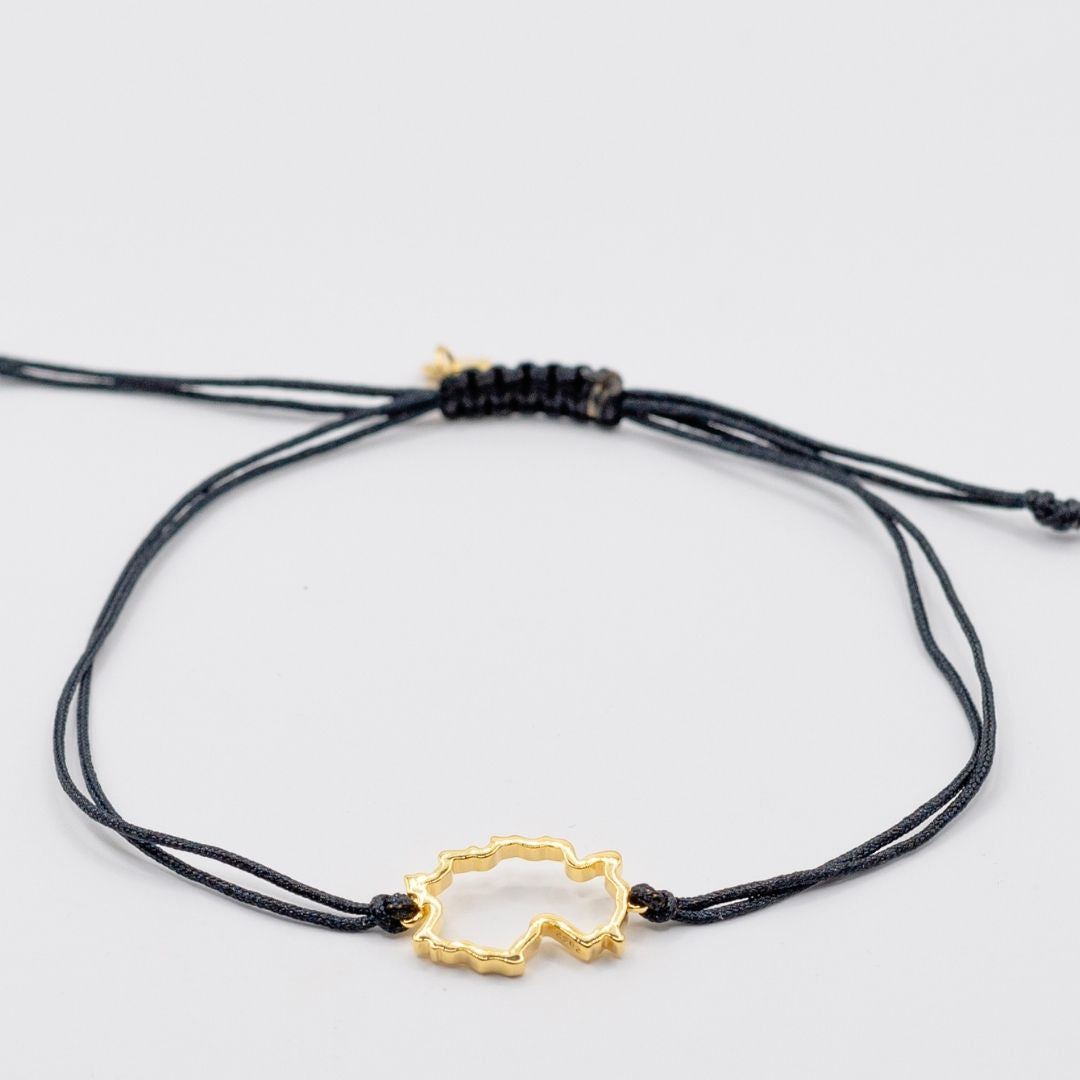 Germany Map Bracelet 18K Gold Vermeil On Cord