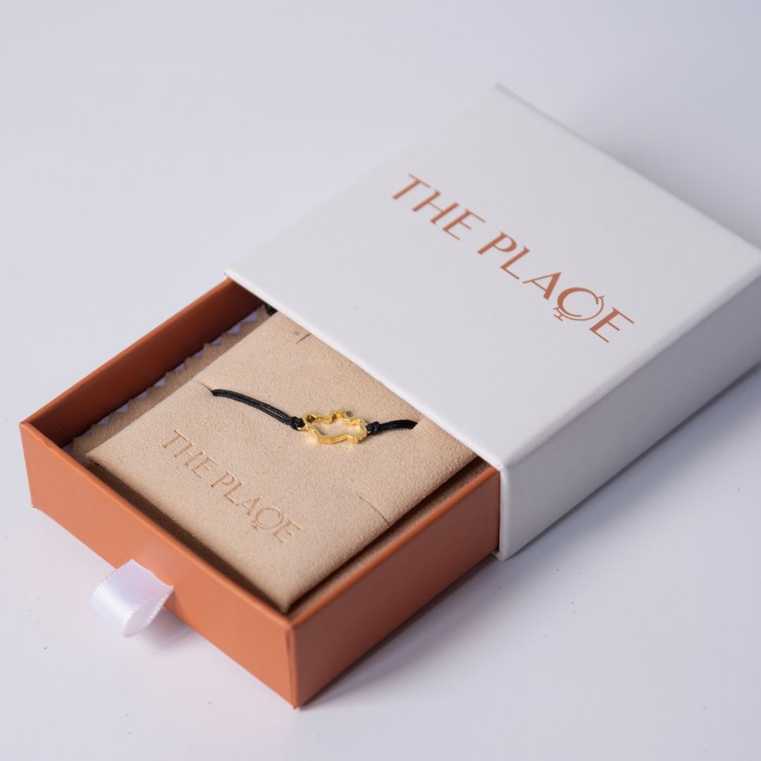 Ireland Map Bracelet 18K Gold Vermeil On Cord