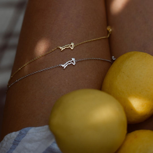 Italy Map Bracelet Sterling Silver