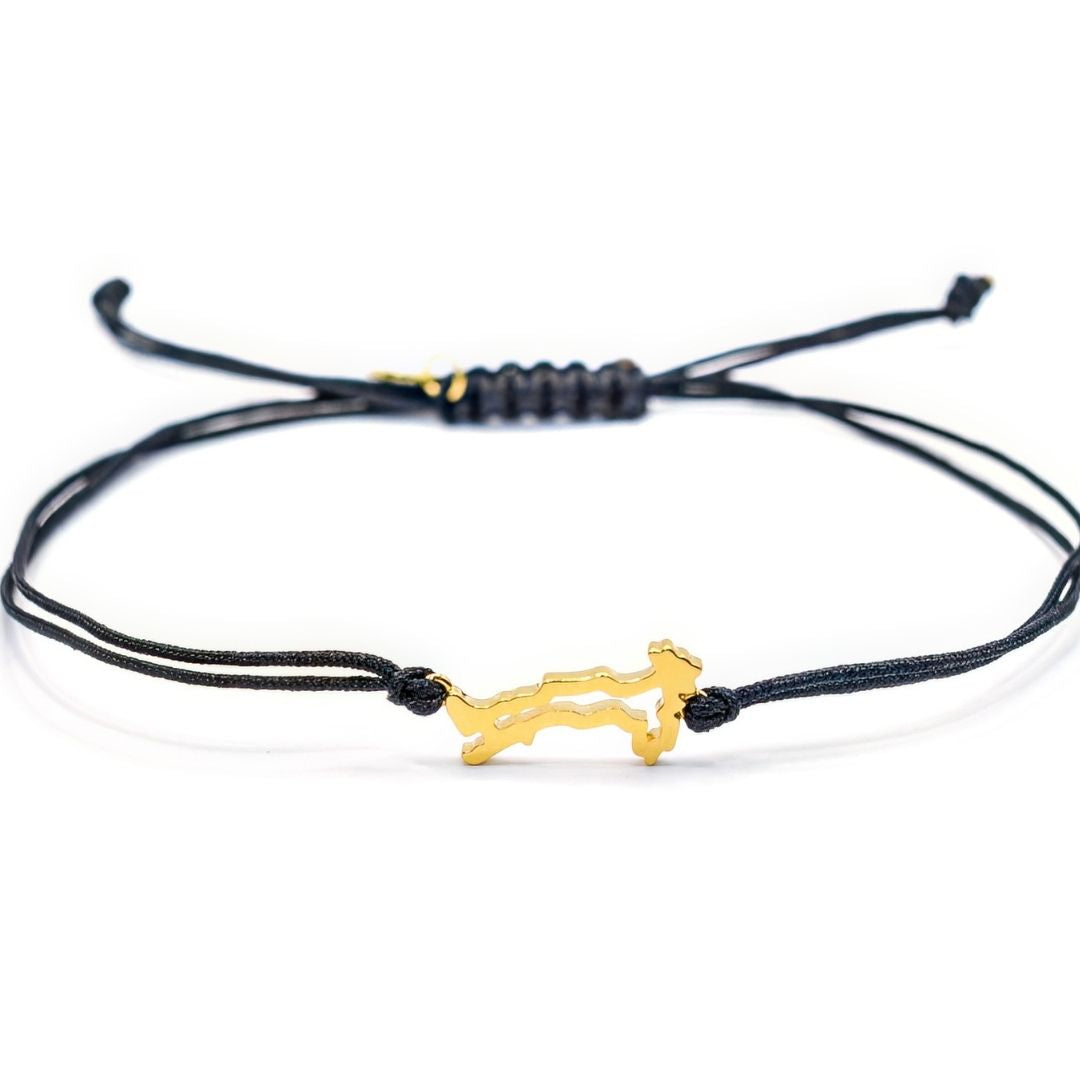 Italy Map Bracelet 18K Gold Vermeil On Cord