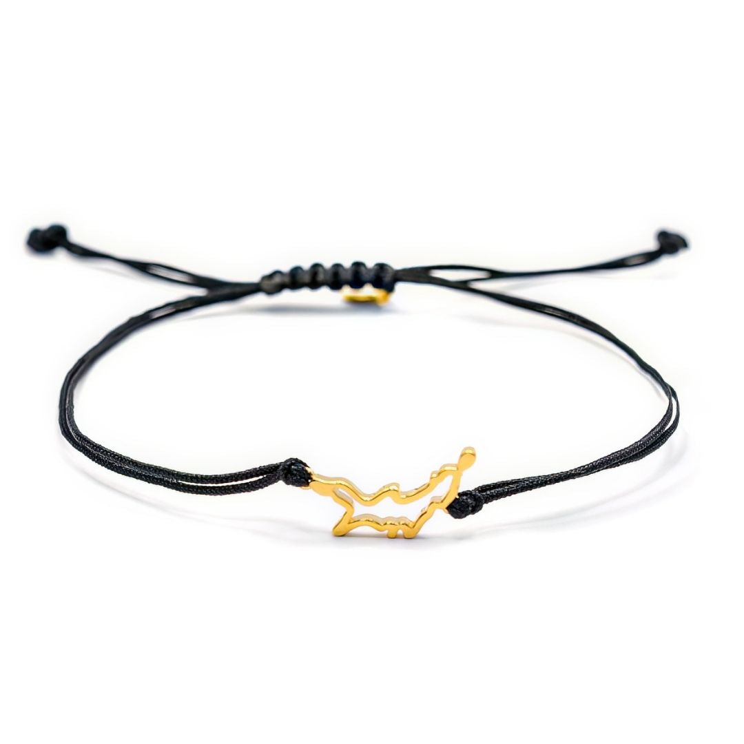 Japan Map Bracelet 18K Gold Vermeil On Cord