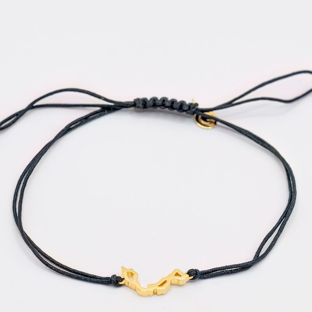 Malaysia Map Bracelet 18K Gold Vermeil On Cord