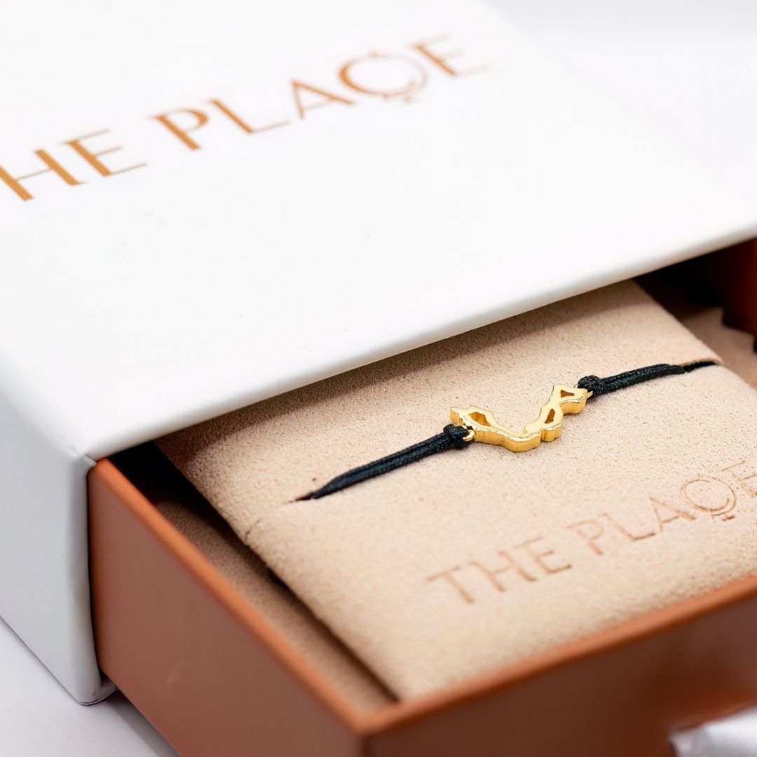 Malaysia Map Bracelet 18K Gold Vermeil On Cord