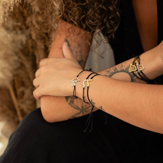 Malaysia Map Bracelet 18K Gold Vermeil On Cord