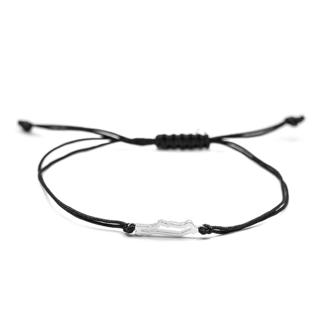 Manhattan Map Bracelet Sterling Silver On Cord