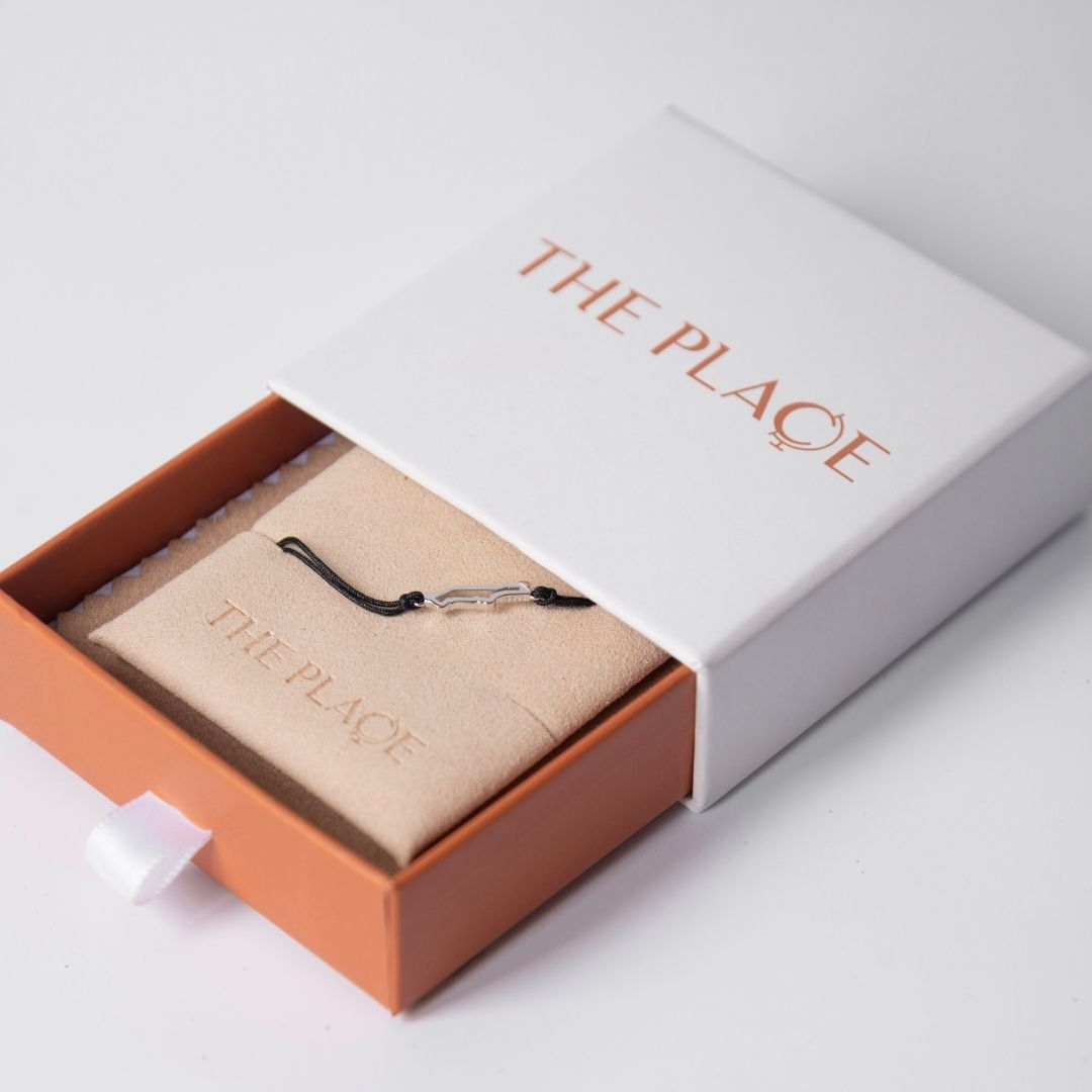 Manhattan Map Bracelet Sterling Silver On Cord