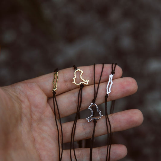 Manhattan Map Bracelet Sterling Silver On Cord