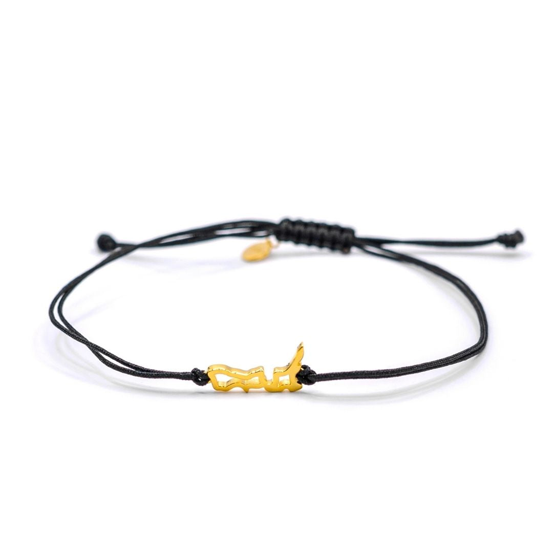 New Zealand Map Bracelet 18K Gold Vermeil On Cord