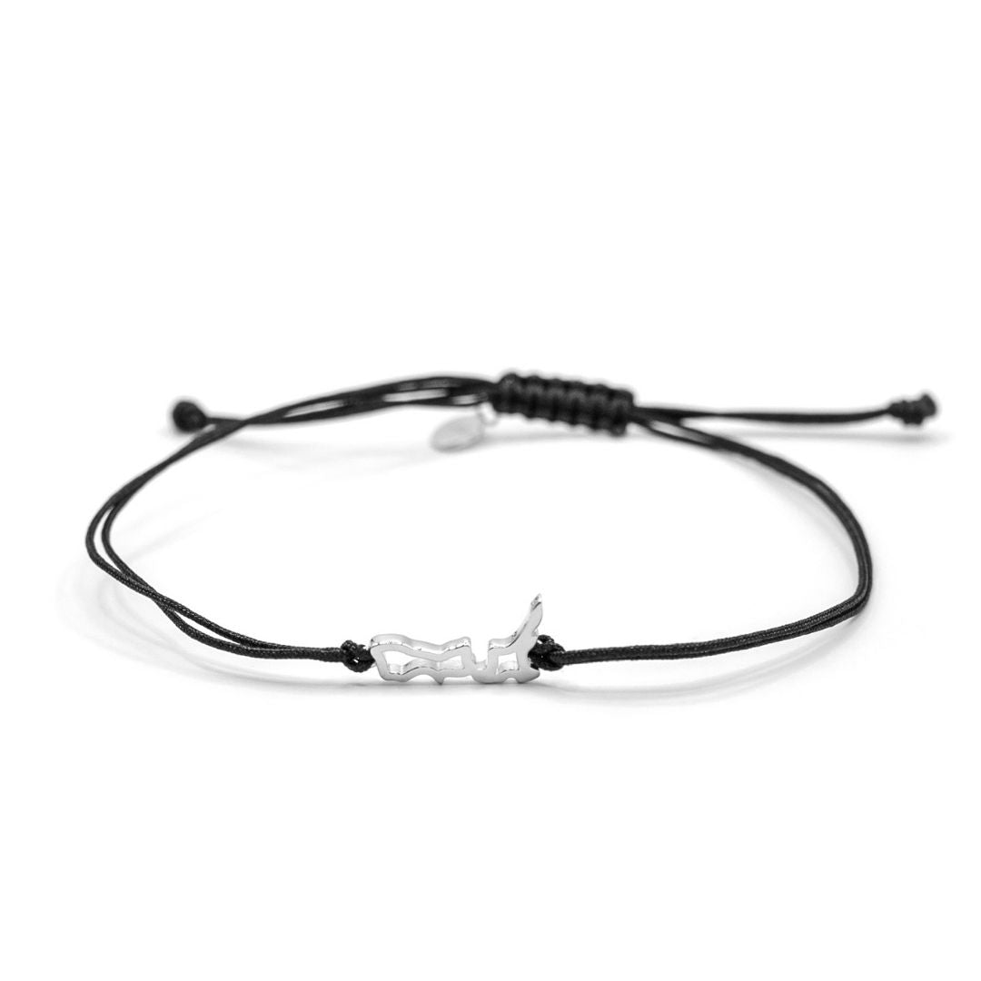 New Zealand Map Bracelet Sterling Silver On Cord