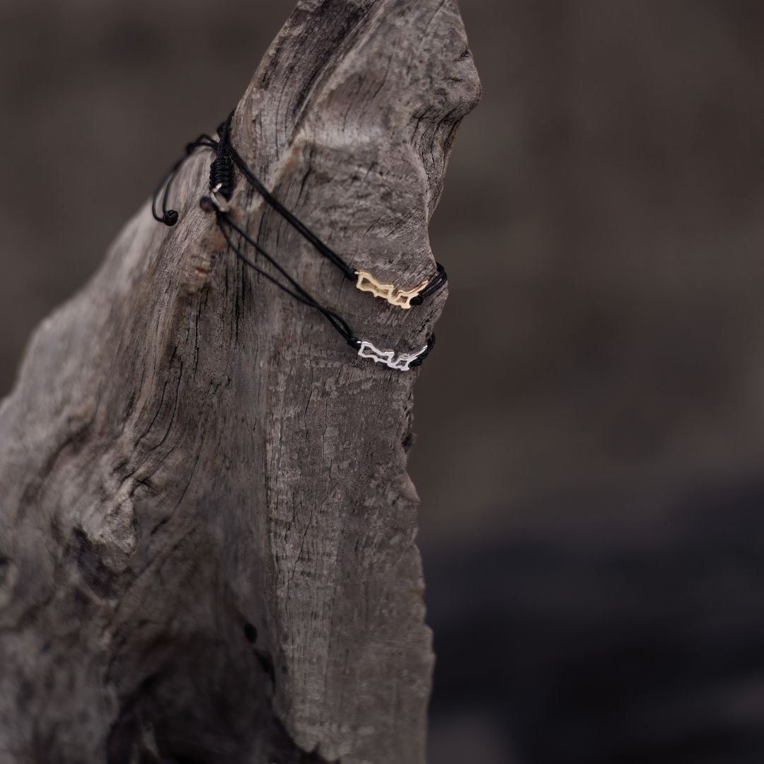 New Zealand Map Bracelet Sterling Silver On Cord