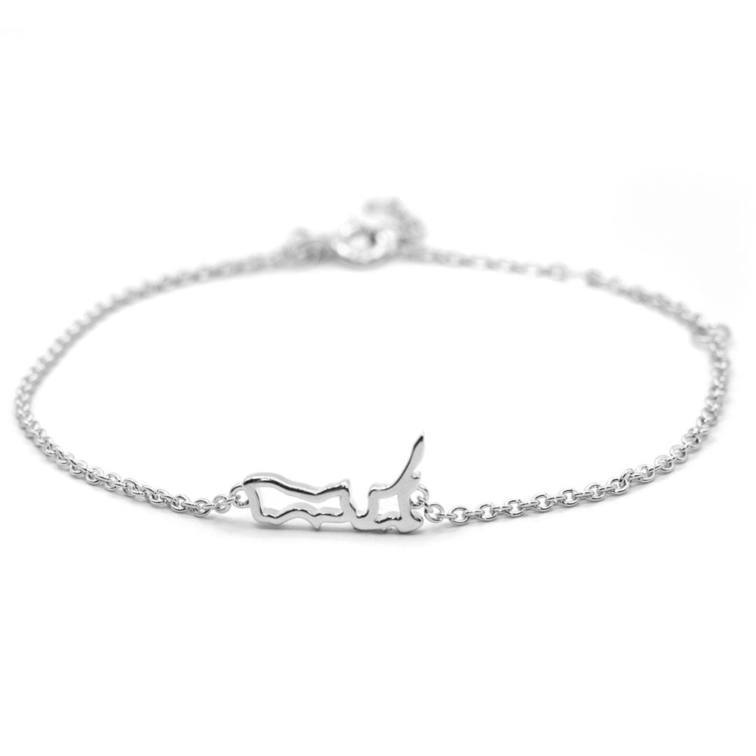 New Zealand Map Bracelet Sterling Silver
