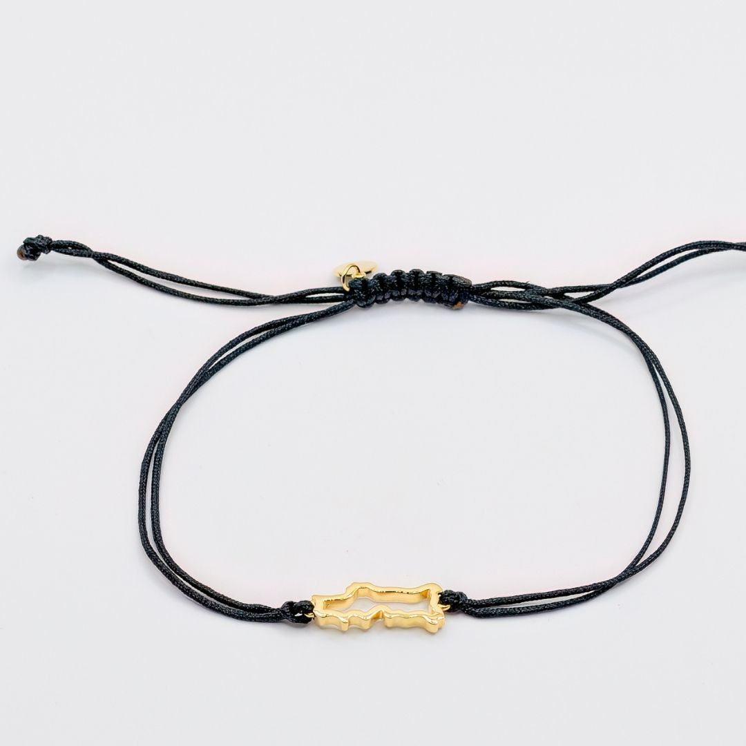 Portugal Map Bracelet 18K Gold Vermeil On Cord