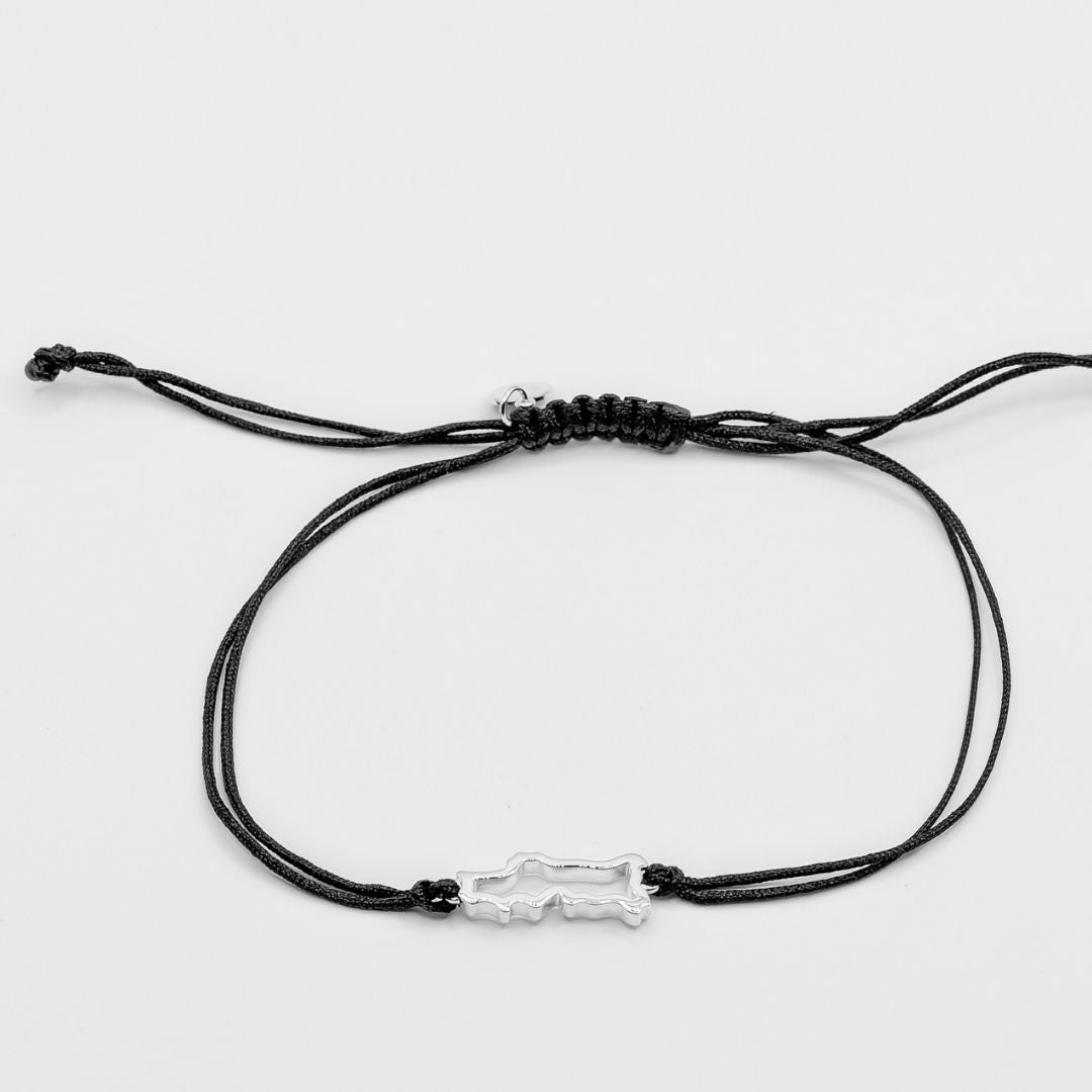 Portugal Map Bracelet Sterling Silver On Cord