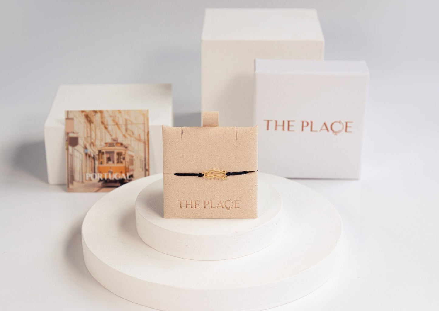 Portugal Map Bracelet 18K Gold Vermeil On Cord