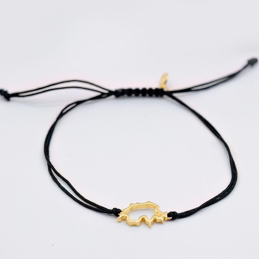 Switzerland Map Bracelet 18K Gold Vermeil On Cord