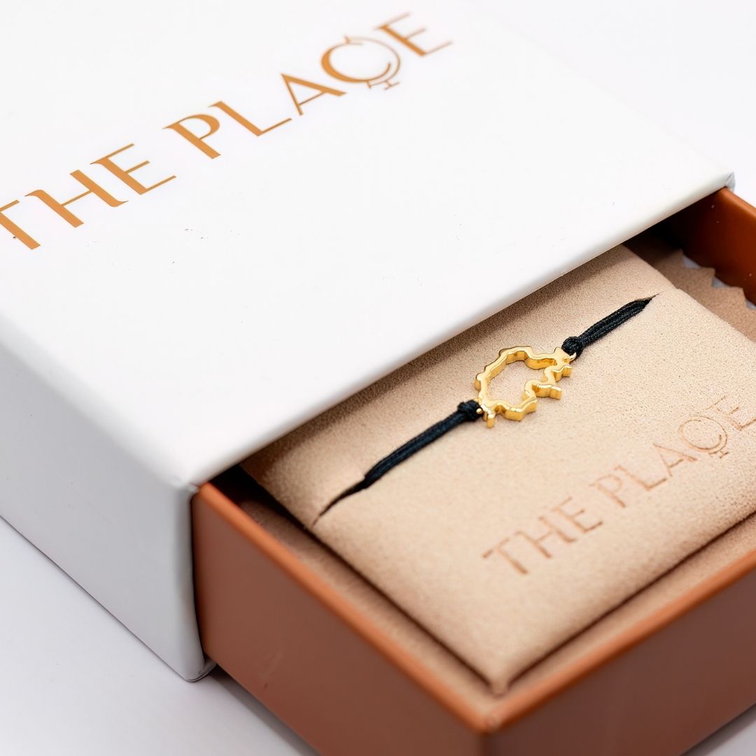 Switzerland Map Bracelet 18K Gold Vermeil On Cord