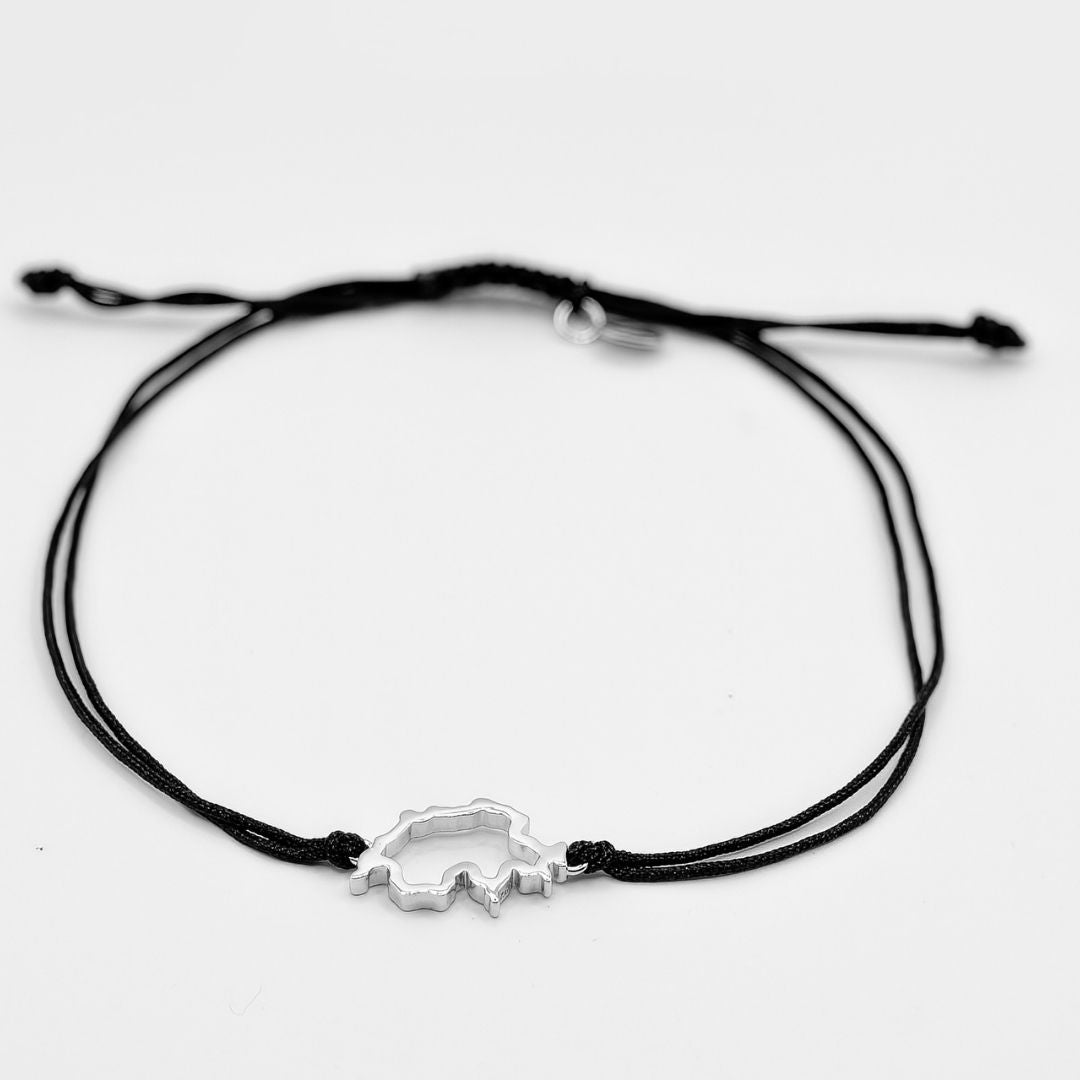 Switzerland Map Bracelet Sterling Silver On Cord