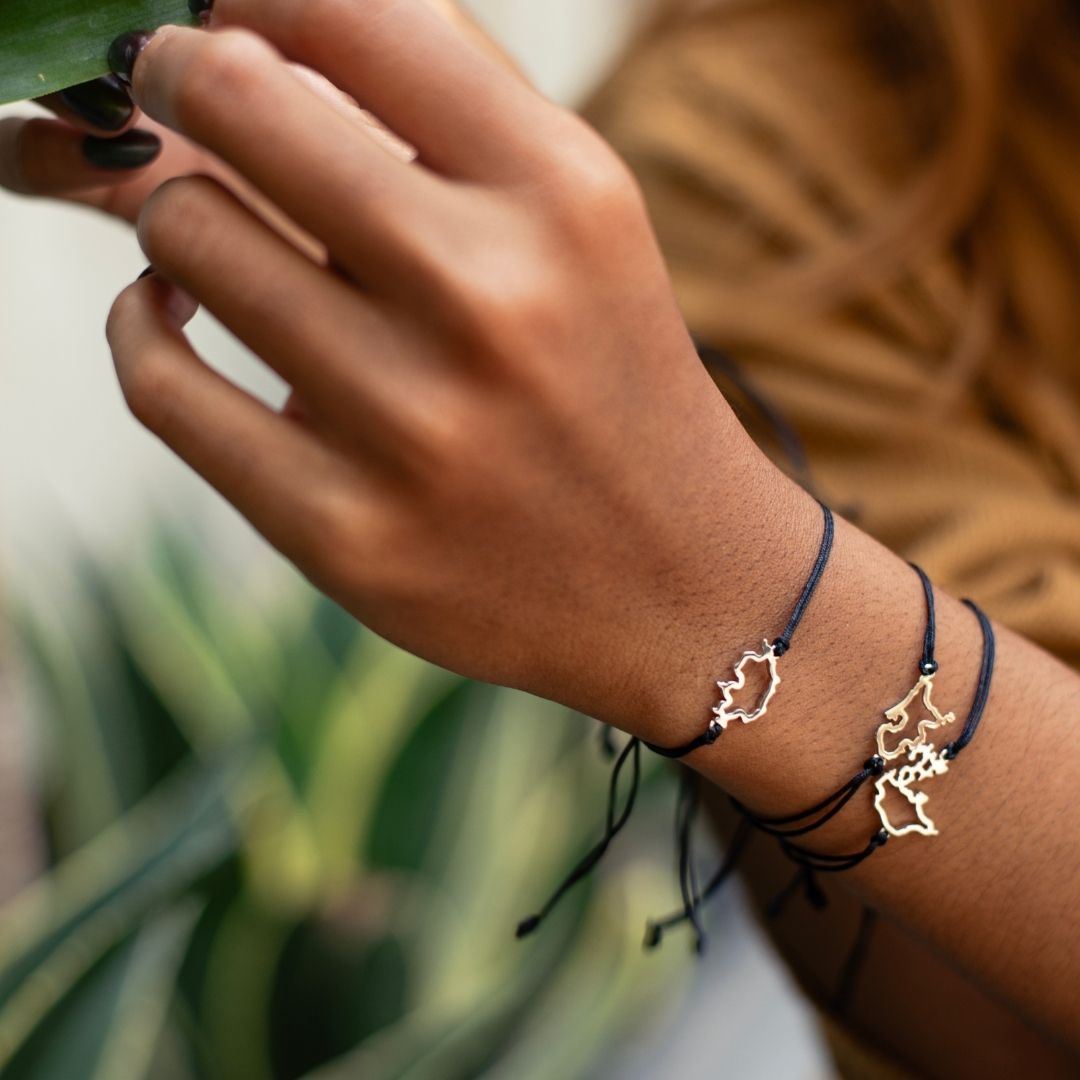 Switzerland Map Bracelet Sterling Silver On Cord