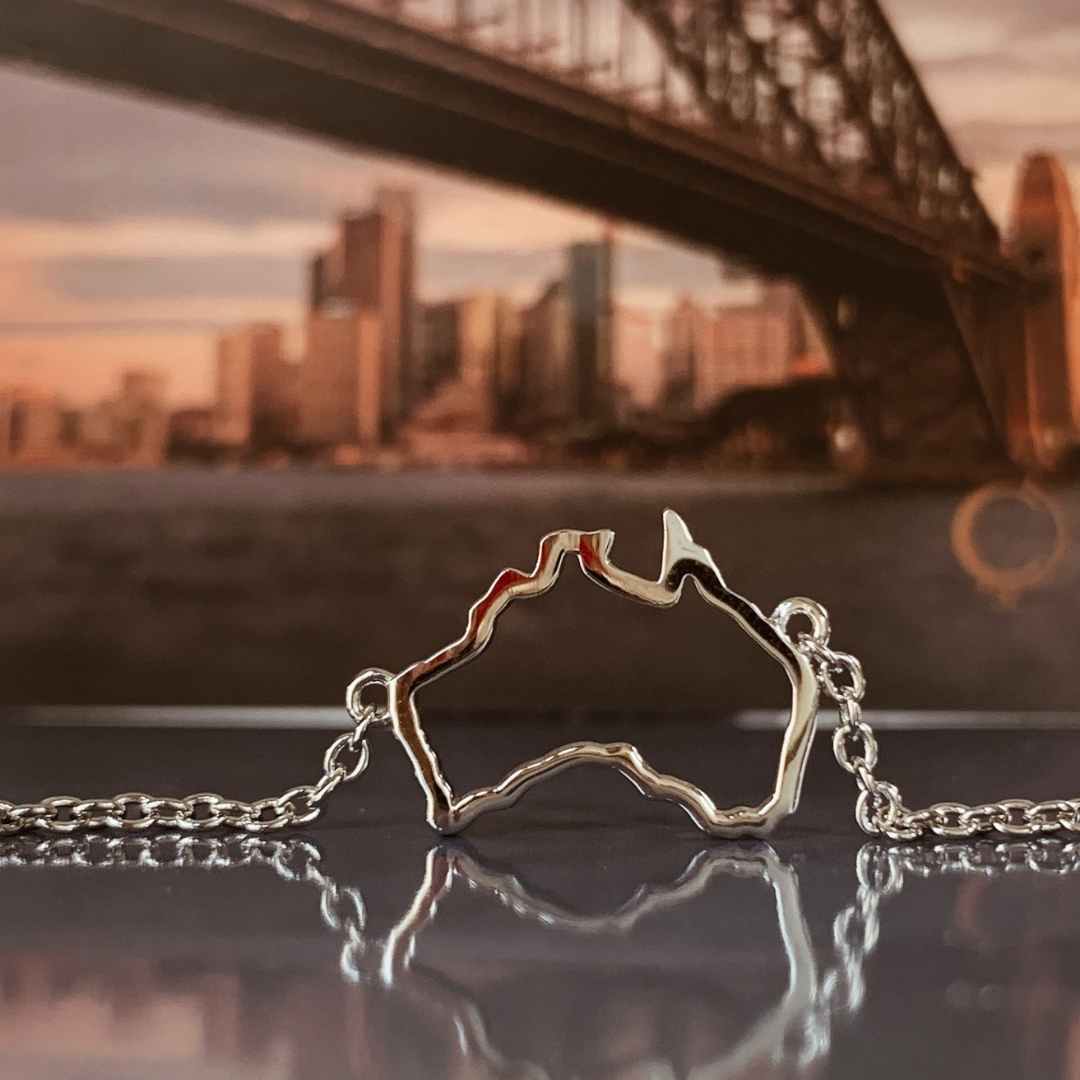Silver Australia map bracelet