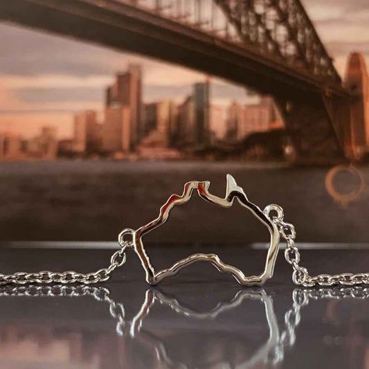 Silver Australia map bracelet