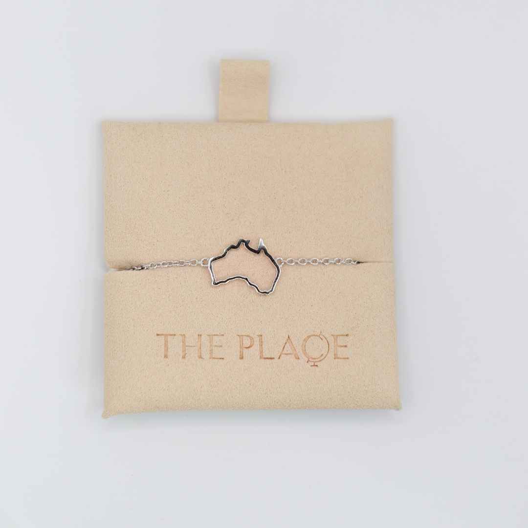 Silver Australia map bracelet