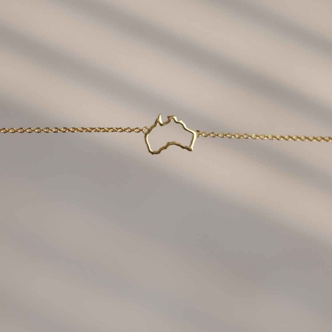 Australia map bracelet gold