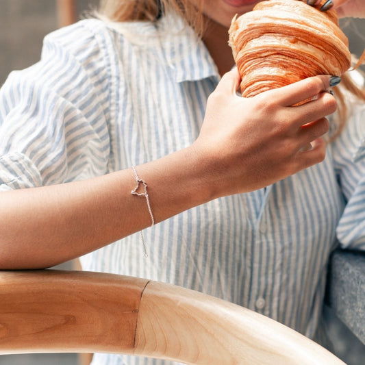 Brazil map bracelet in silver
