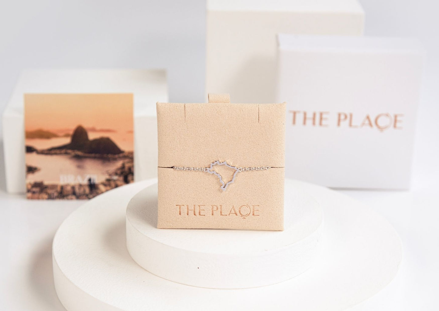 Brazil map bracelet in silver