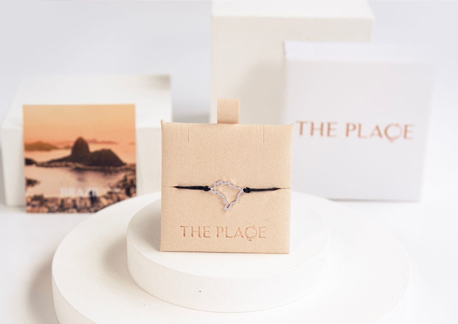 Brazil map bracelet cord silver