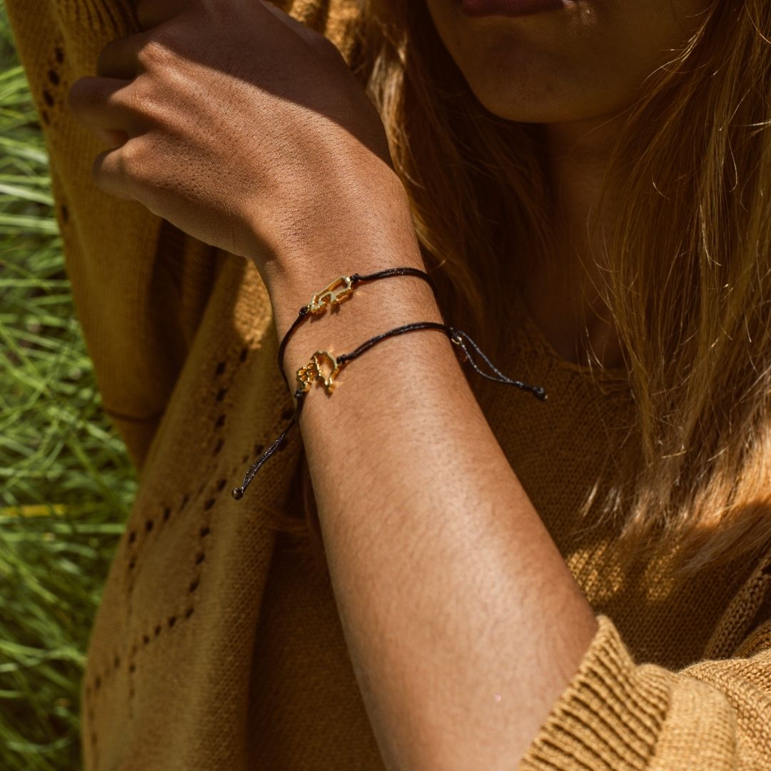 Denmark cord gold map bracelet