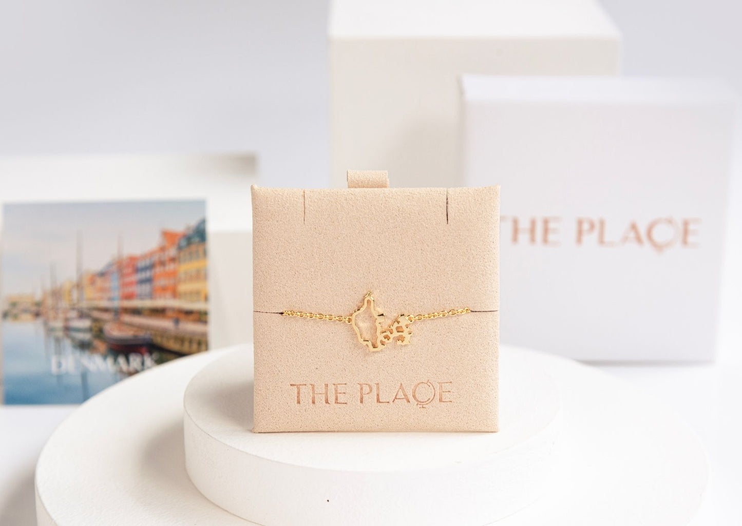 Denmark map bracelet in gold