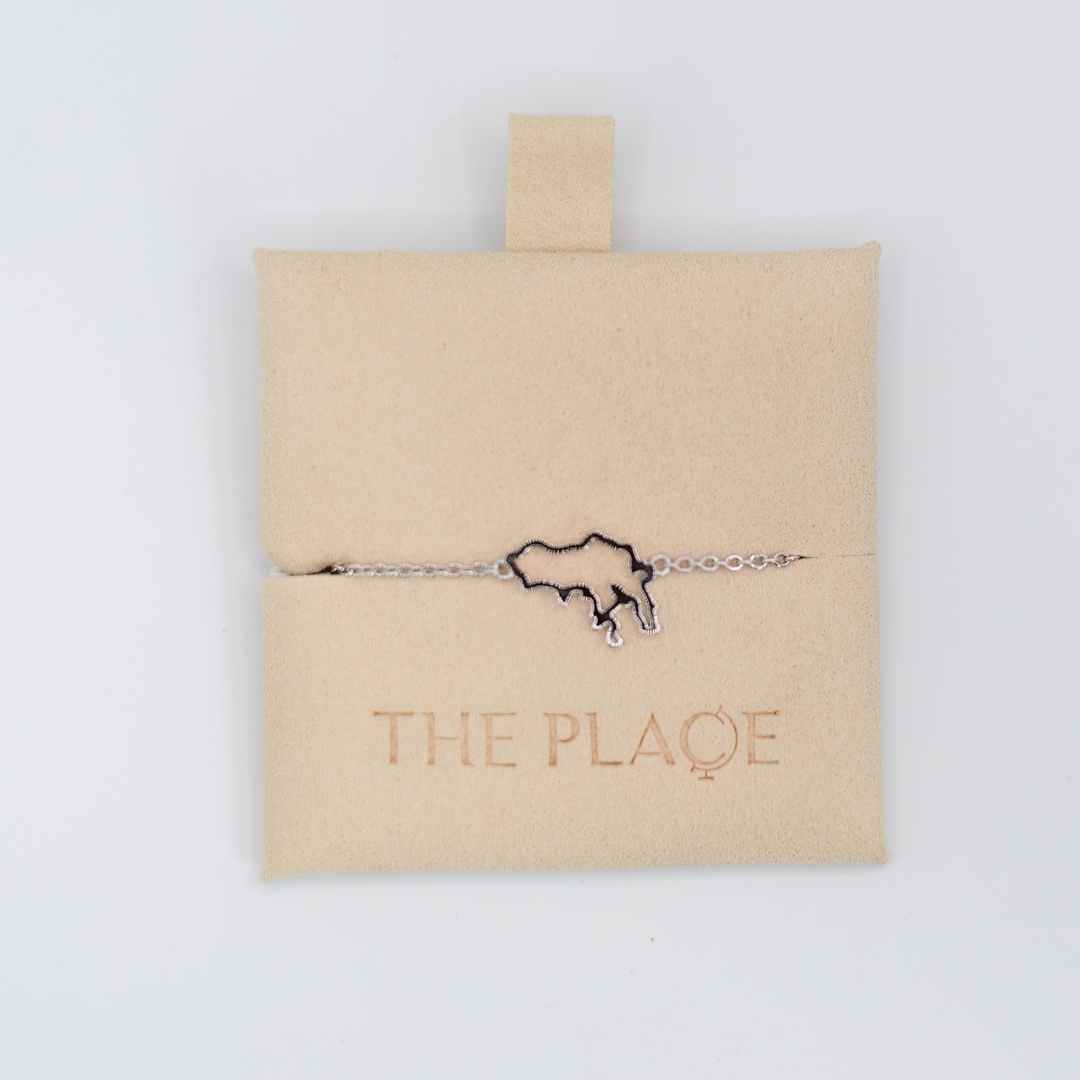 Hong Kong island silver map bracelet