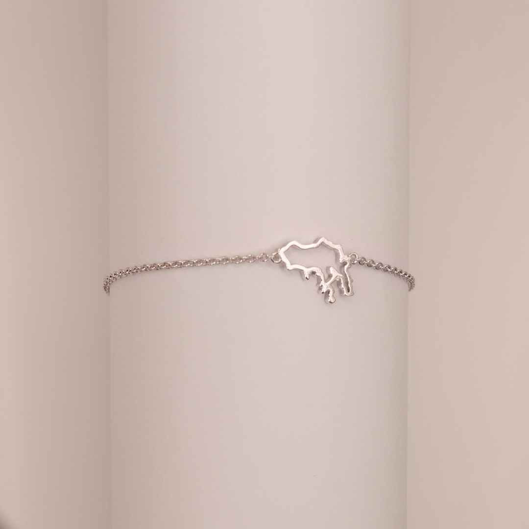 Hong Kong silver map bracelet