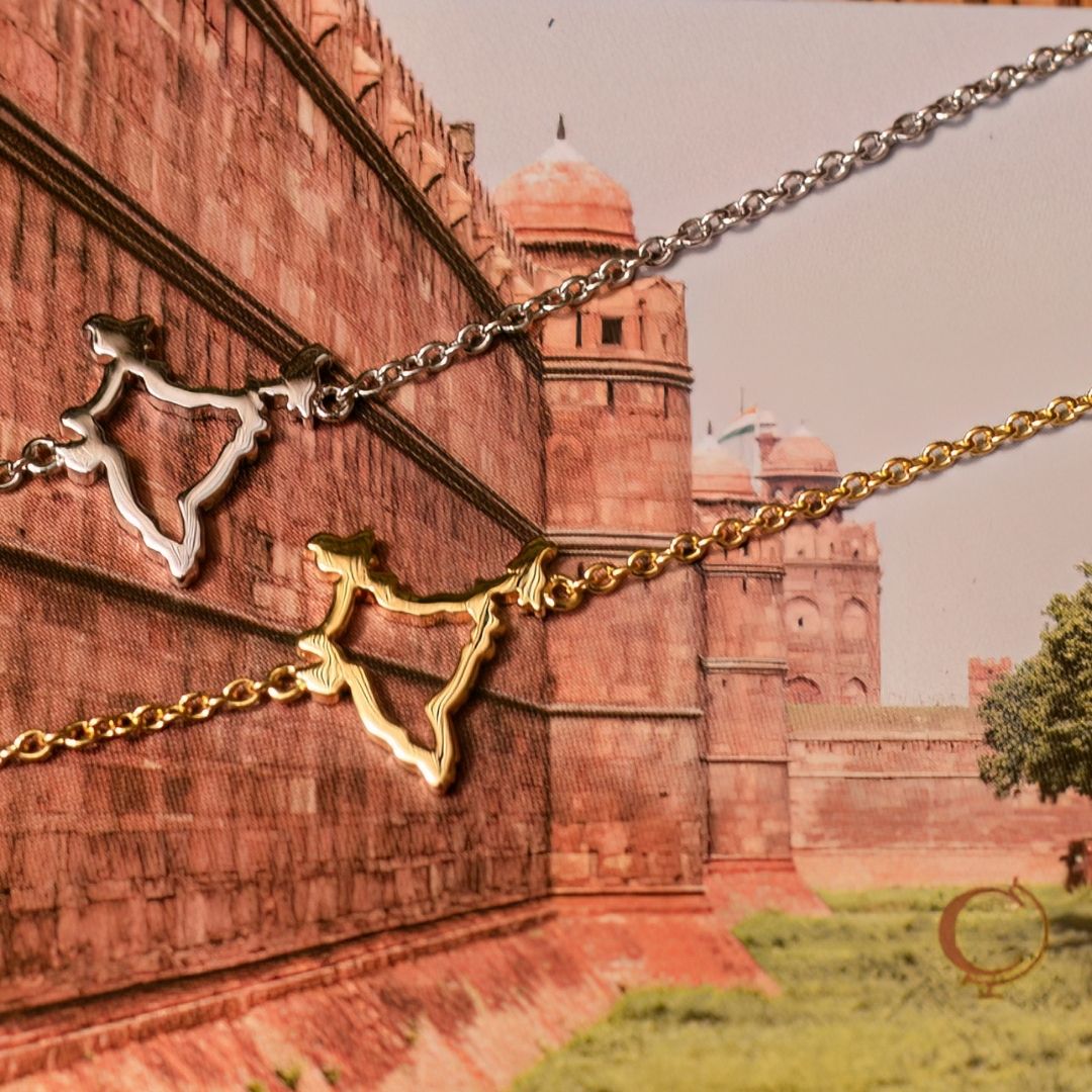 India map bracelet silver gold