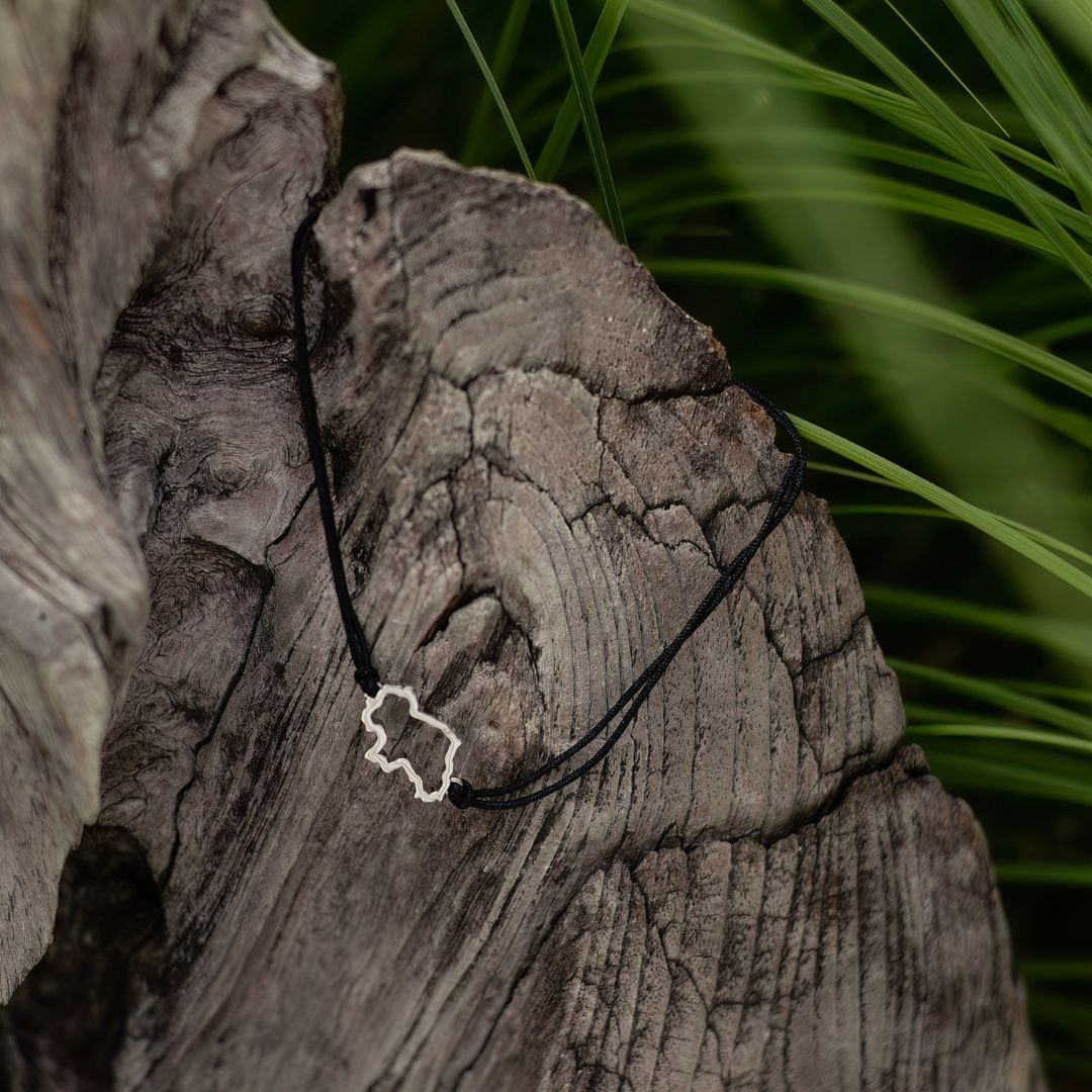 Ireland silver cord map bracelet