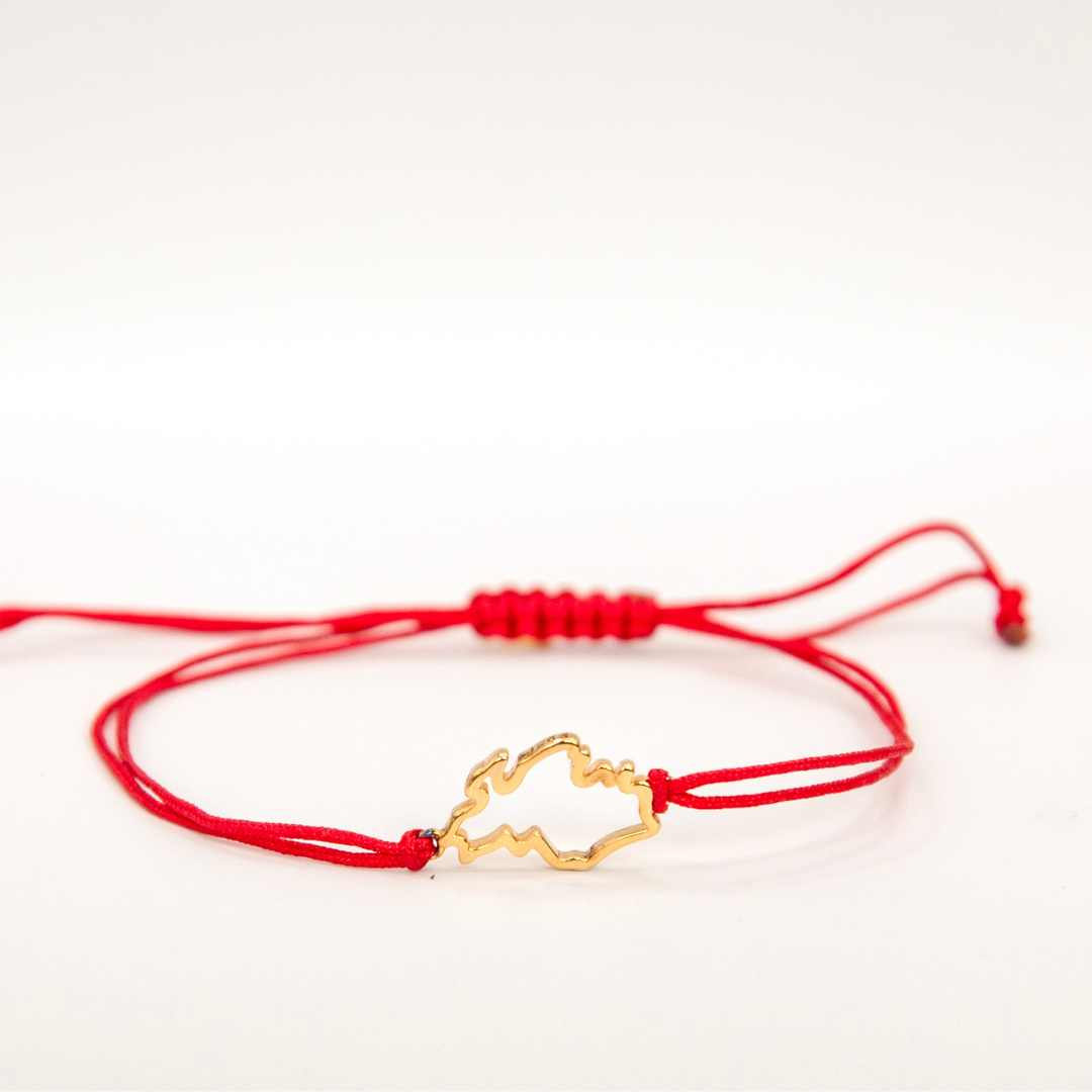 Red and gold singapore map bracelet